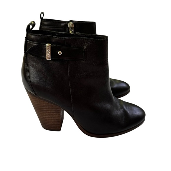 Coach Leather Hewes Bootie Ankle Boot Black Size 6 - Picture 3 of 16
